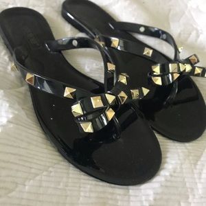 Studded Thong Sandals - Size 6